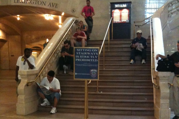 Sitting on steps prohibited by NYPD